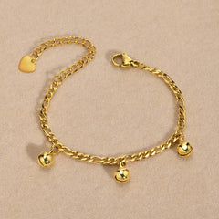 Girls' Beaded Charm Anklet, Adjustable Stainless Steel