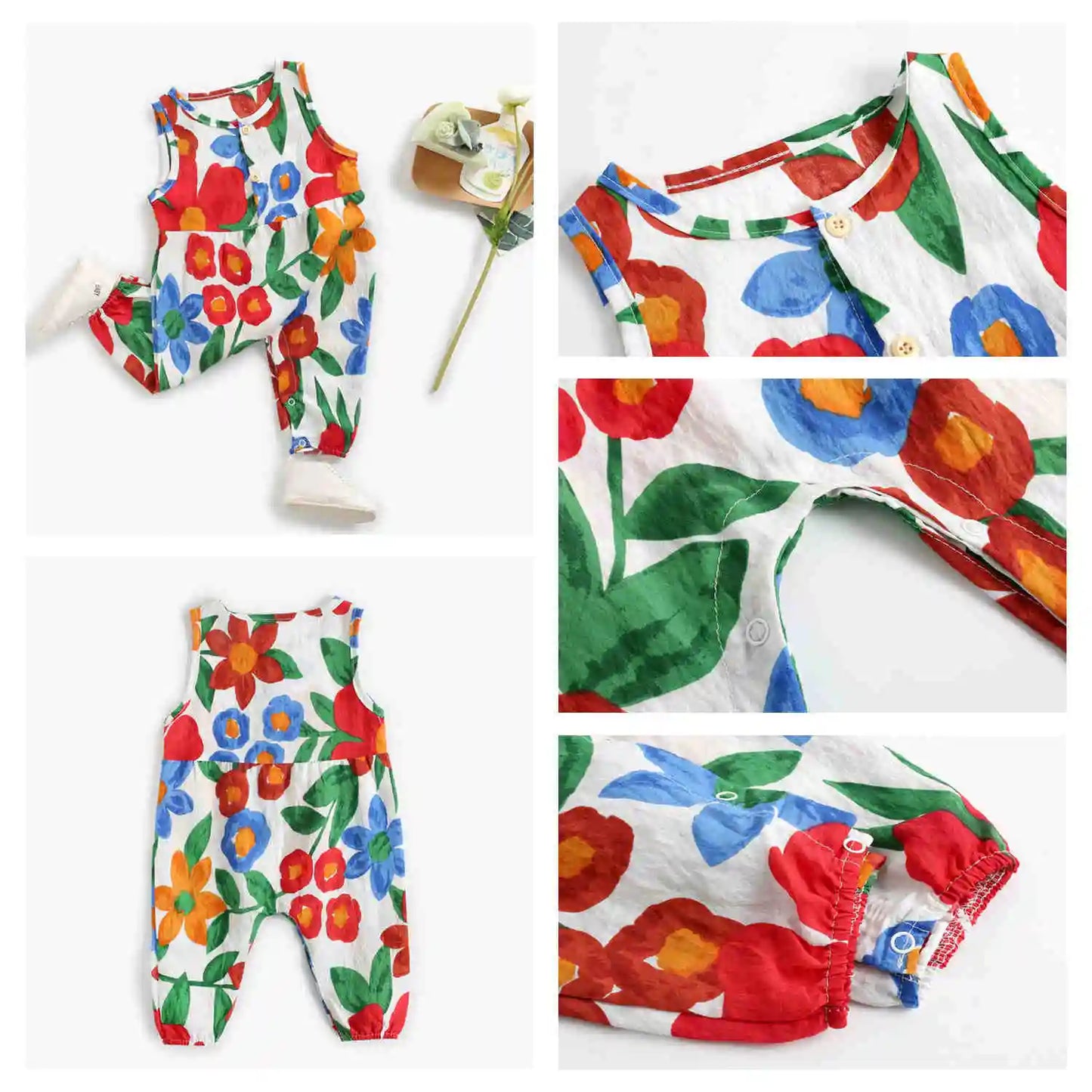 Cotton Sleeveless Baby Rompers