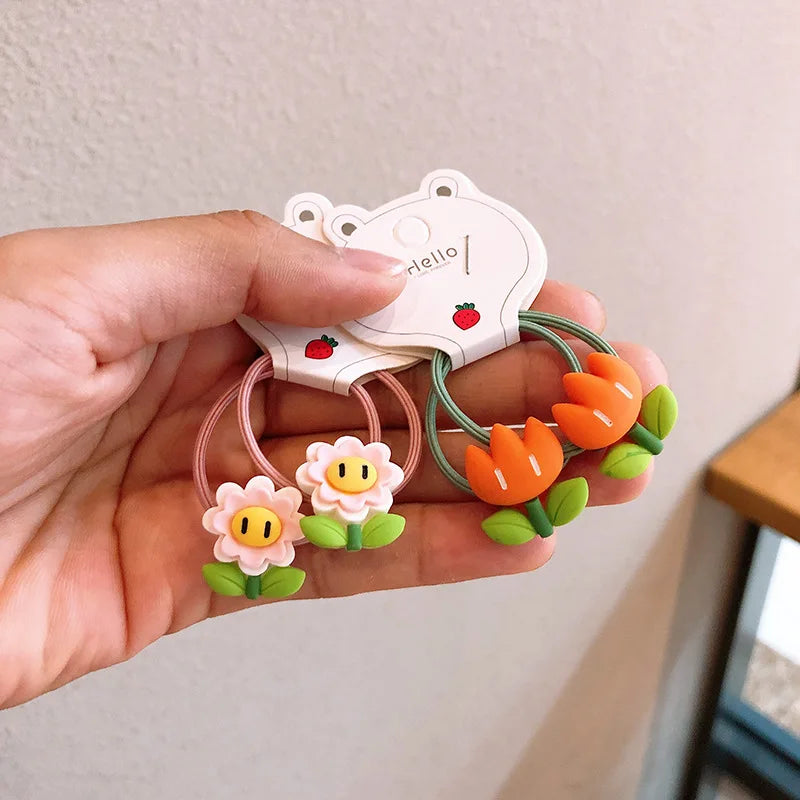 2Pcs Flowers Rubber Band