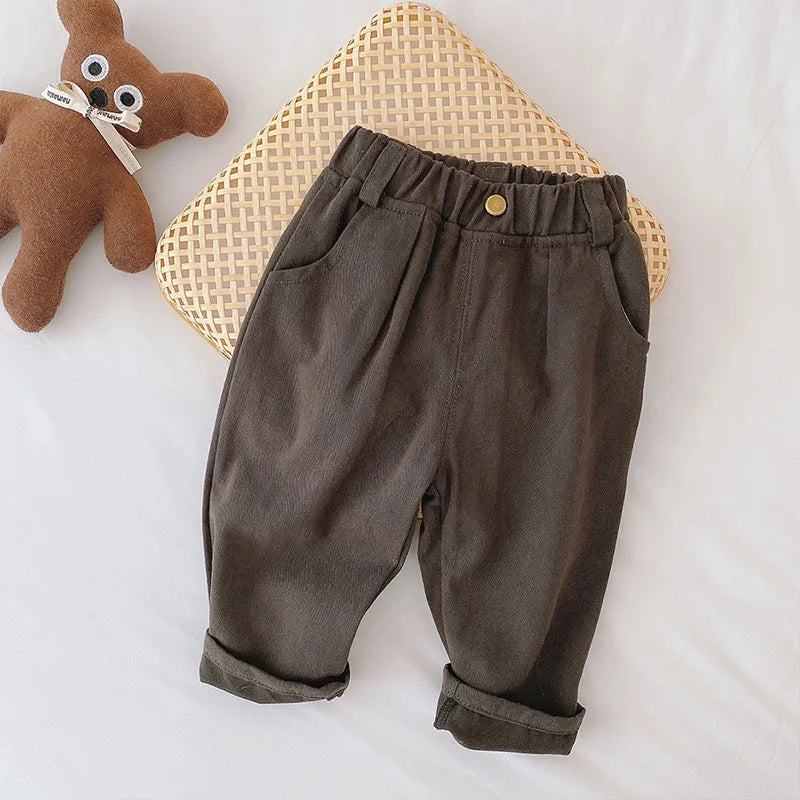 Solid Kids Boys Straight Pants - PAMU8