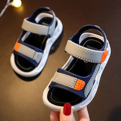 Boys wearing leather summer sandals beach casual shoes