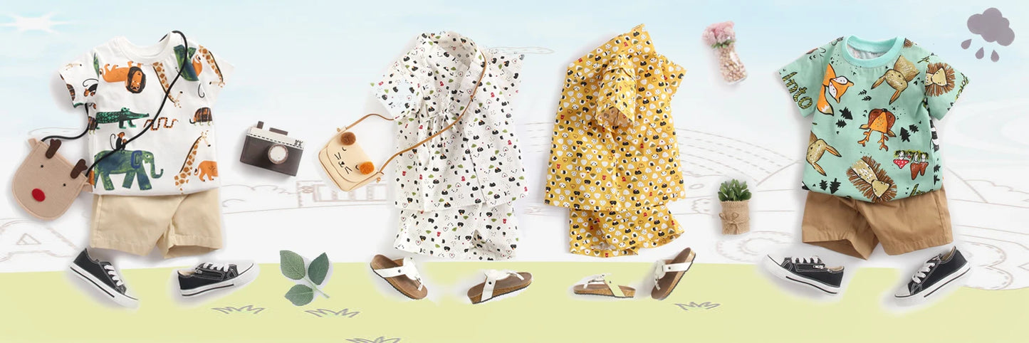 Cotton Short Sleeve Tops+Shorts