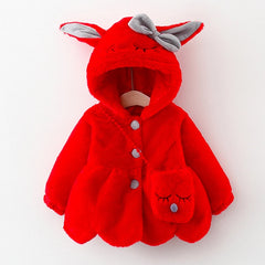 Rabbit Ears Plush Warm Hooded Coat