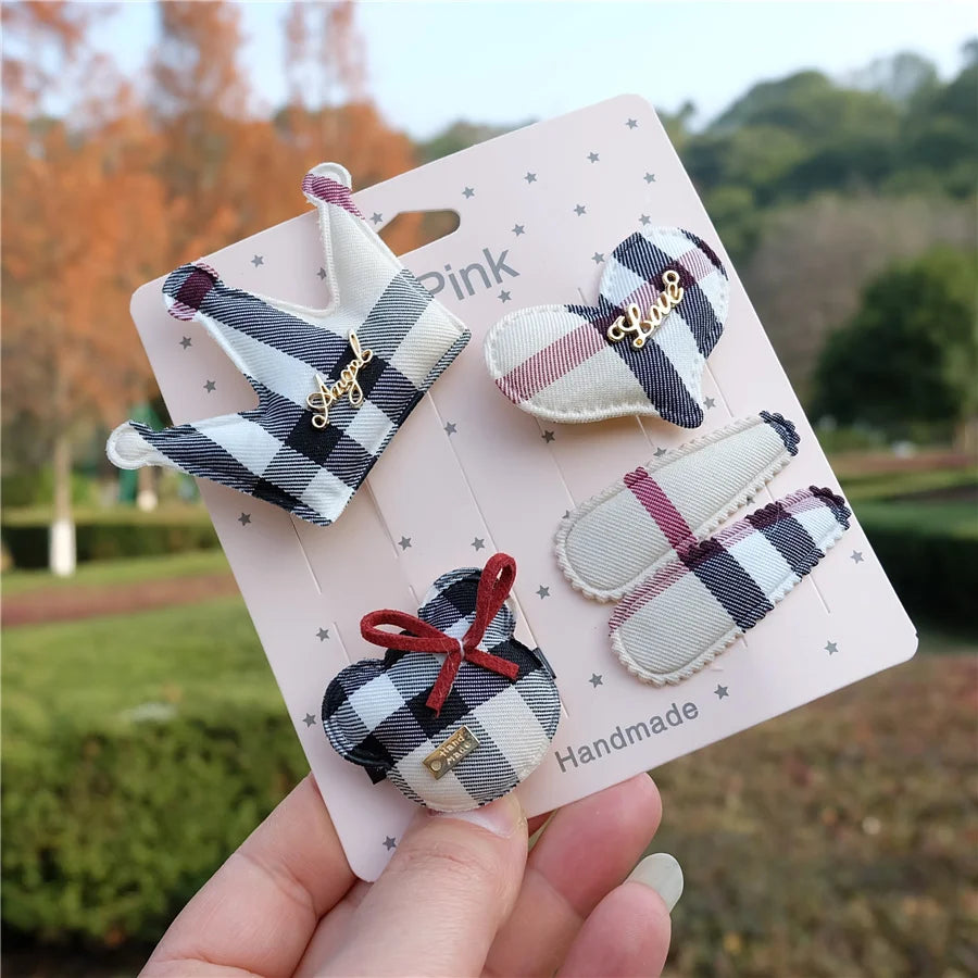 Plaid Hair Clips Set