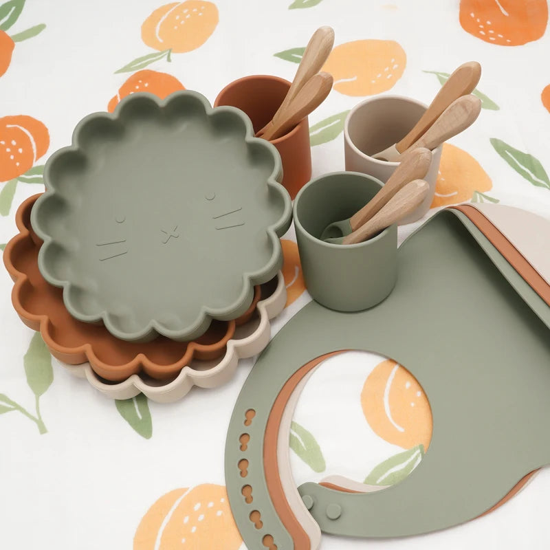 3pcs Baby Plate Spoon Fork Set