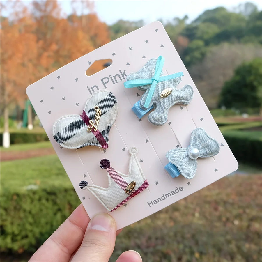 Plaid Hair Clips Set