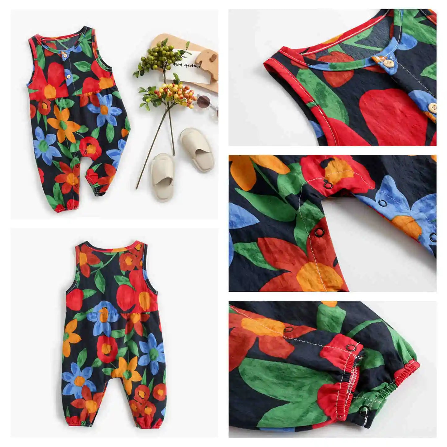 Cotton Sleeveless Baby Rompers
