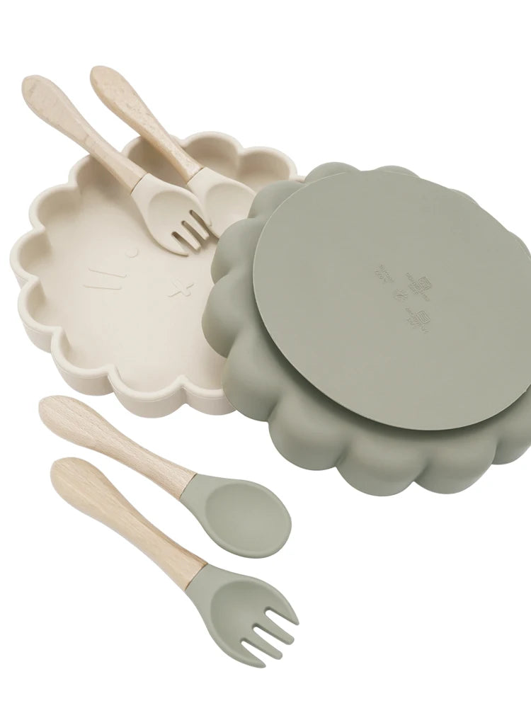 3pcs Baby Plate Spoon Fork Set