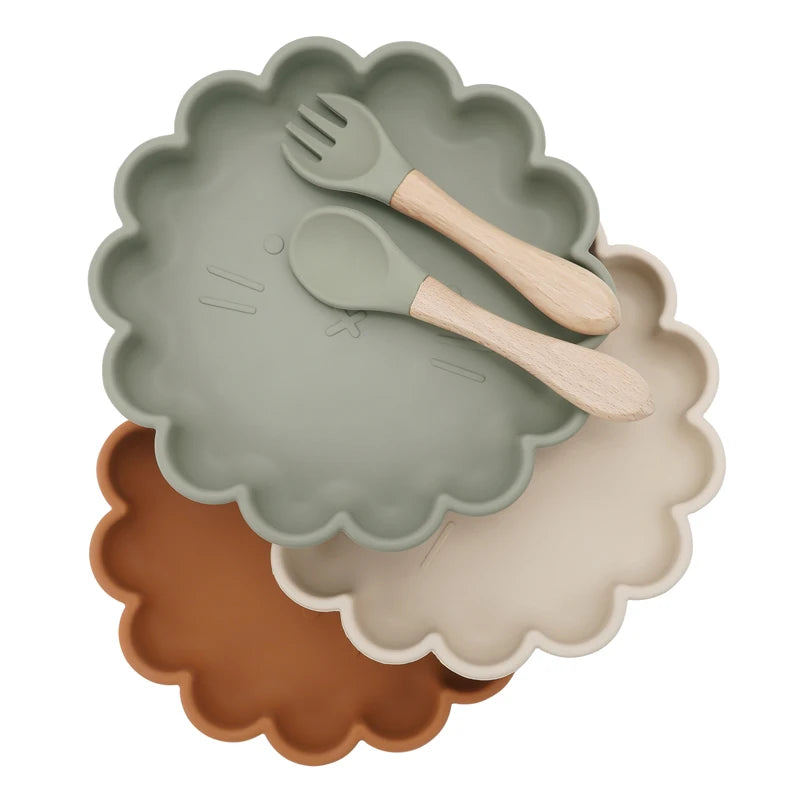 3pcs Baby Plate Spoon Fork Set