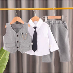 Baby Boys' Formal Suit Set, Vest Shirt and Pants