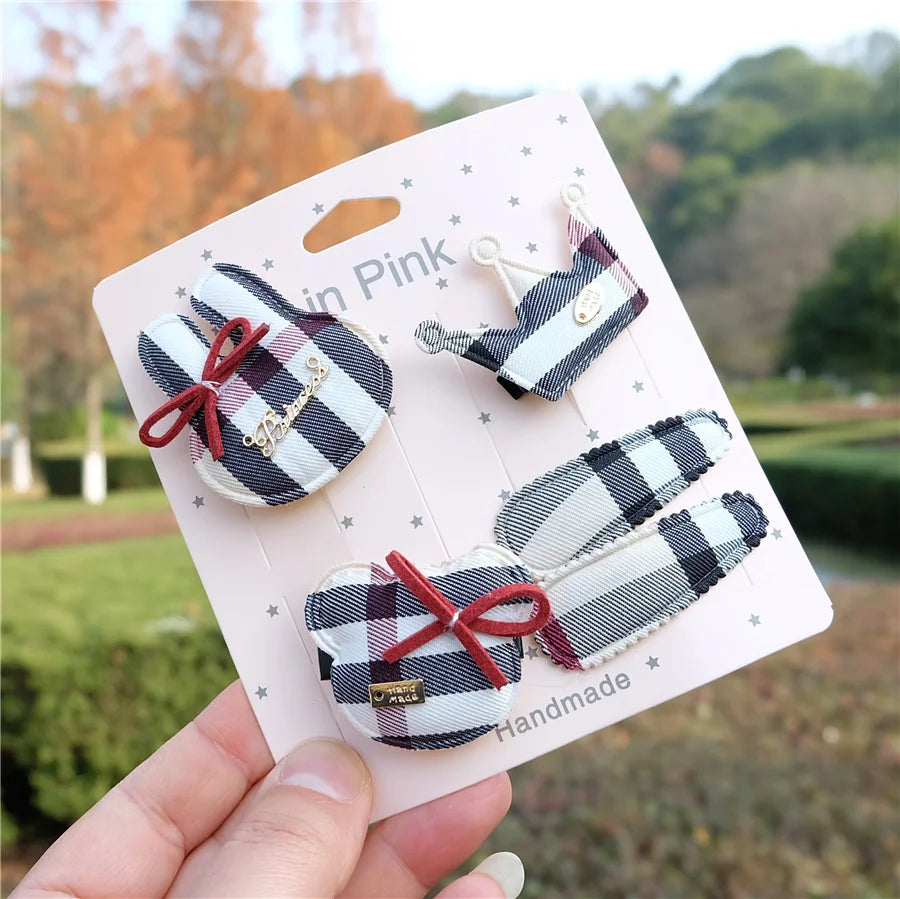 Plaid Hair Clips Set