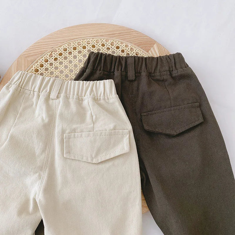 Solid Kids Boys Straight Pants - PAMU8