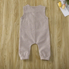 Sleeveless Plaids Cotton Jumpsuit