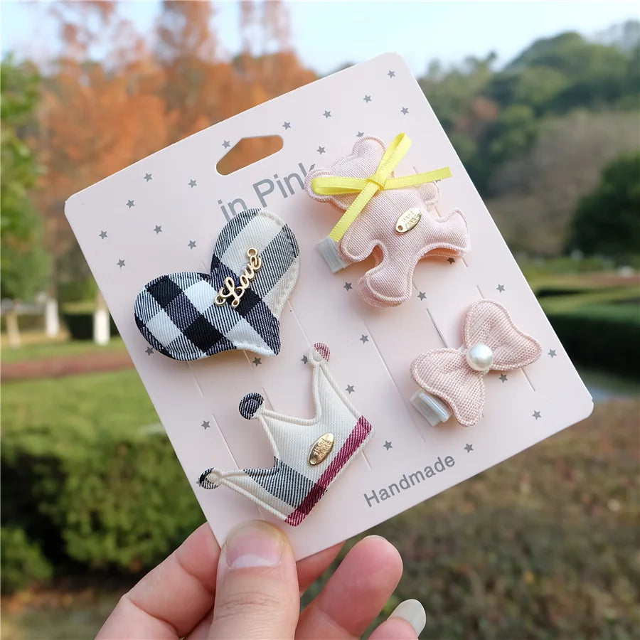 Plaid Hair Clips Set