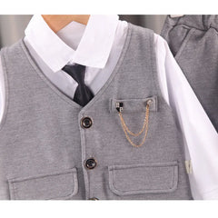 Baby Boys' Formal Suit Set, Vest Shirt and Pants