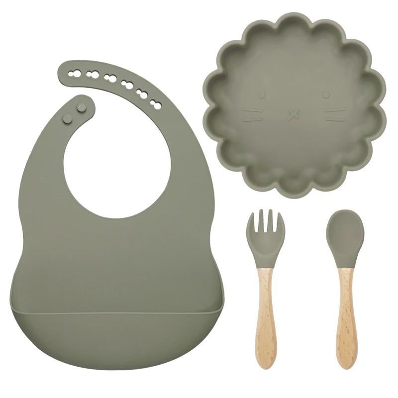 3pcs Baby Plate Spoon Fork Set