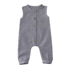 Sleeveless Plaids Cotton Jumpsuit