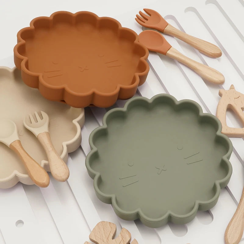 3pcs Baby Plate Spoon Fork Set
