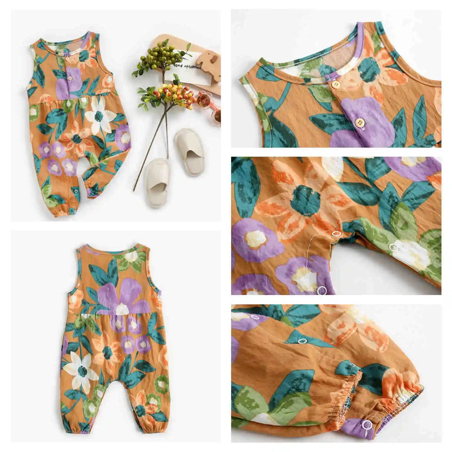 Cotton Sleeveless Baby Rompers