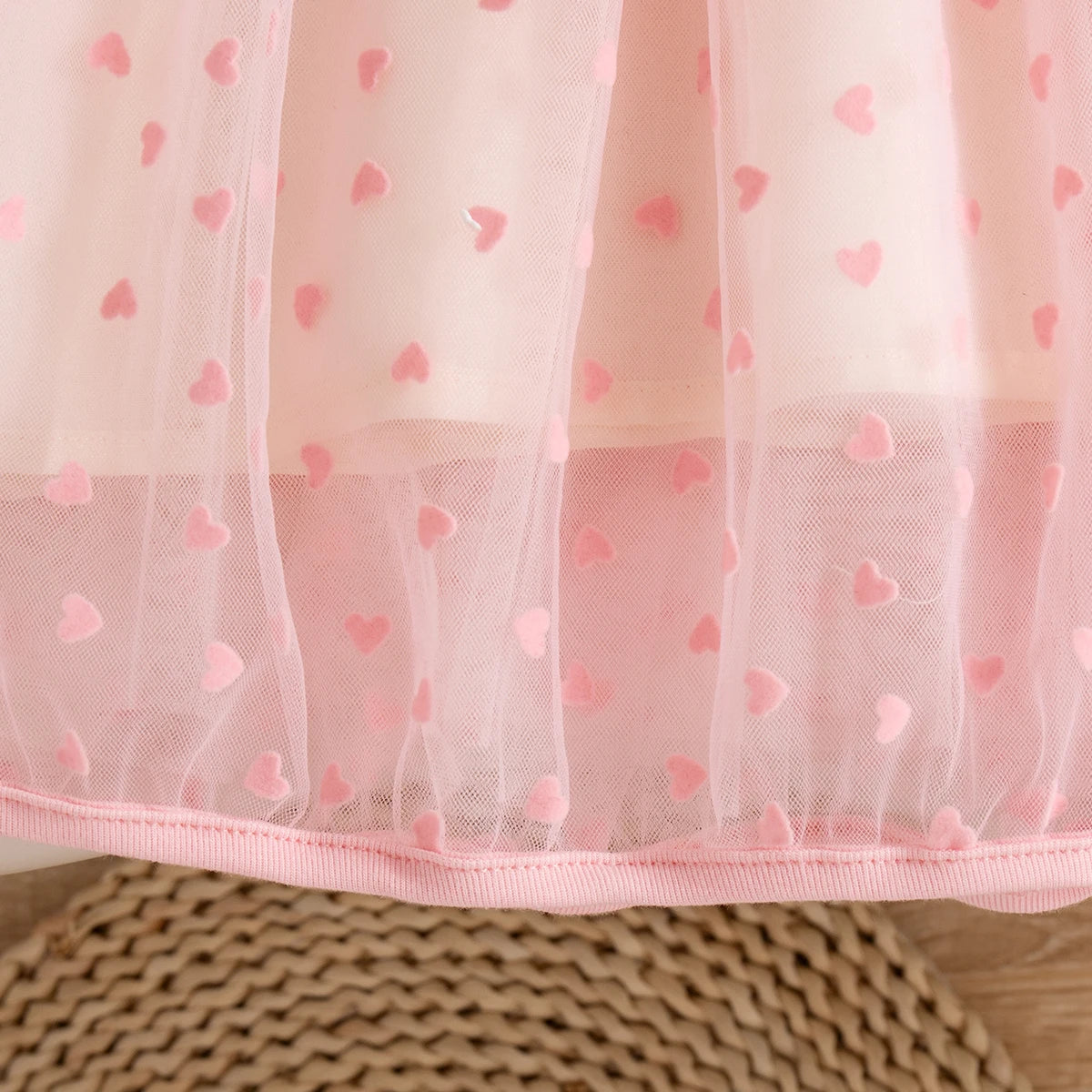 Baby Girl Dress Summer Bow And Love Pattern Knit Short Sleeve Puffy Baby Dresses Cute Casual Girl Kid's Dress
