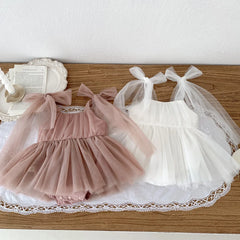 Baby girl polka dot romper dress set with lace for summer USA