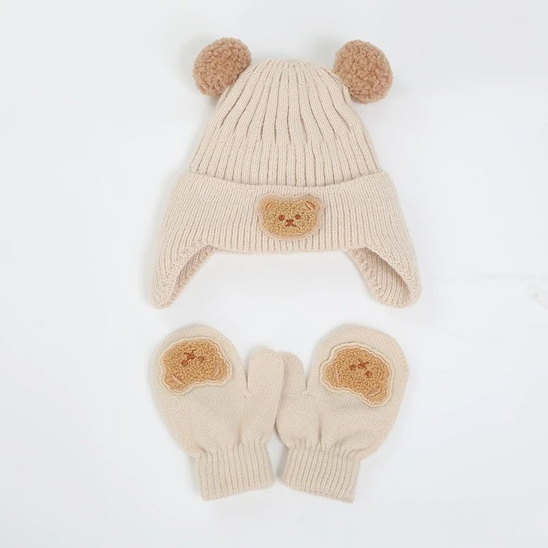 Bear Baby Knitted Hat and Gloves Set - PAMU8