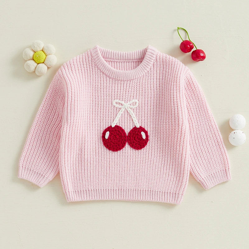 Cherry Embroidery Knit Sweater