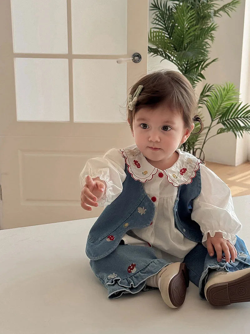 Girls Embroidered Rabbit Blouse