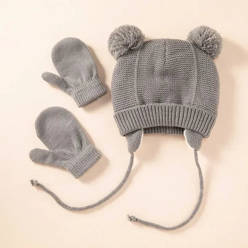 Knit Baby Hat Gloves Set