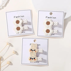 Baby Girls' Knitted Rabbit Hair Clips, 2-Piece Set
