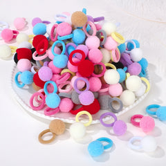 Plush Ball Hair Ties, 40-Pack Elastic Bands for Girls
