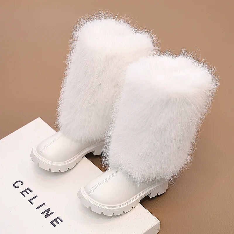 Girls High Warm Leather Boots