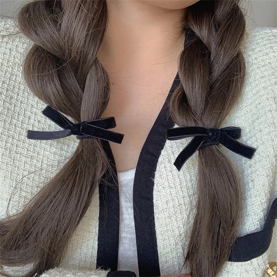 Velvet Bow Elastic Hairpins