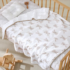 Newborn Bear Print Blanket for Crib, Stroller and Car Seat