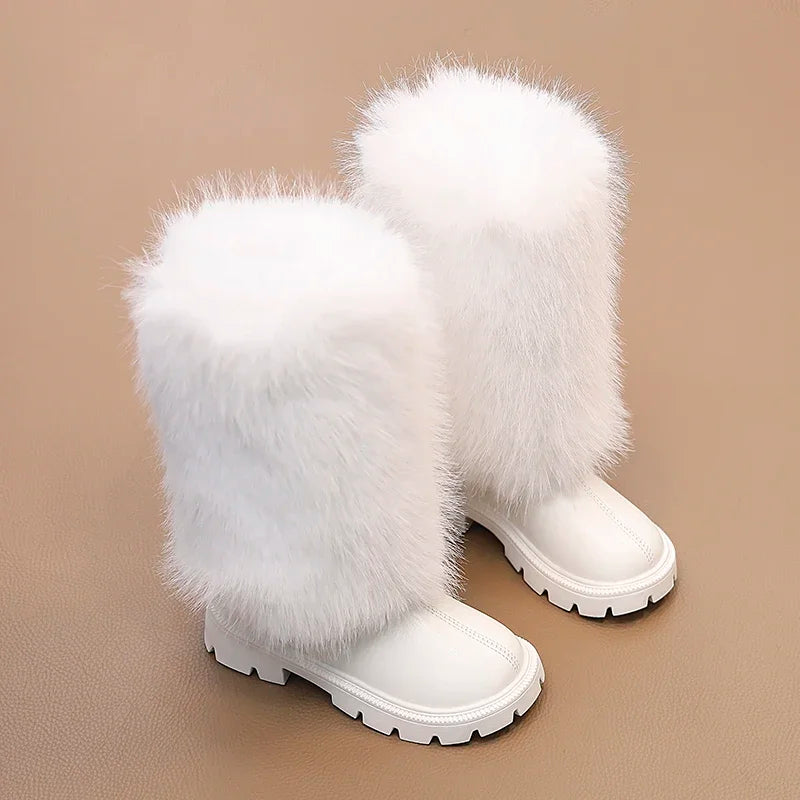 Girls High Warm Leather Boots