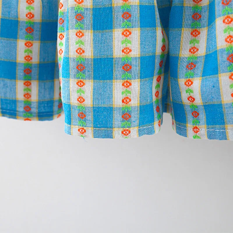 Baby Girl Dress Summer Cotton Plaid Floral Print Girl Dress Cute Sleeveless Children'S Princess Dress