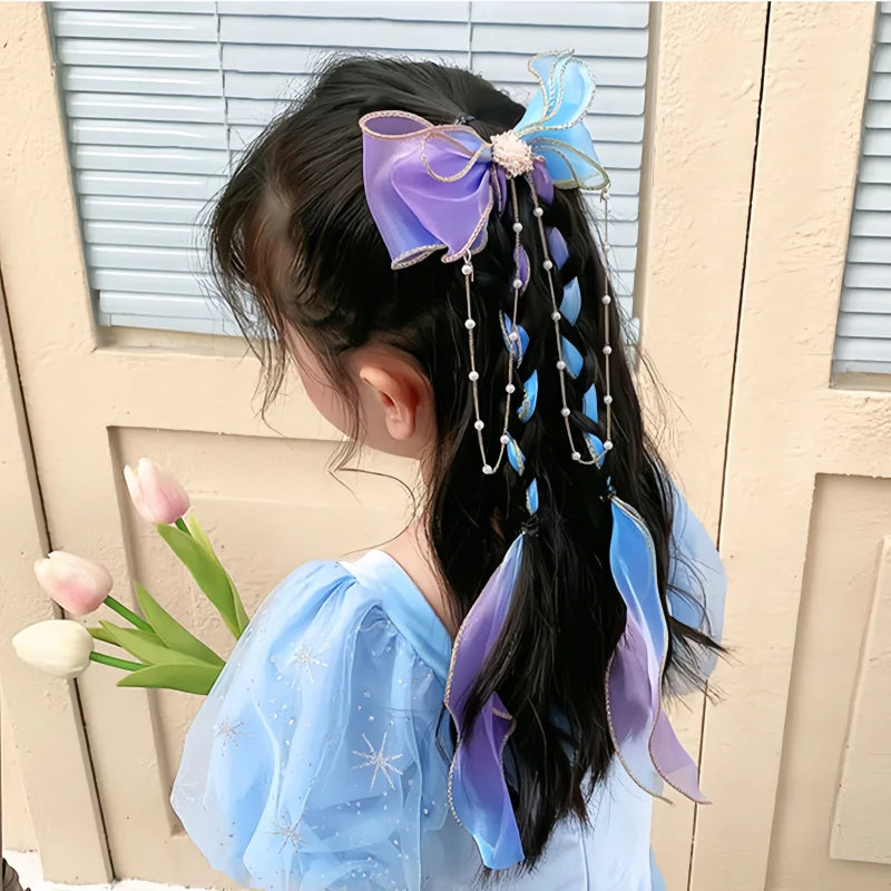 Baby Girls Elegant Mesh Bow Ribbon Hair Clips - PAMU8