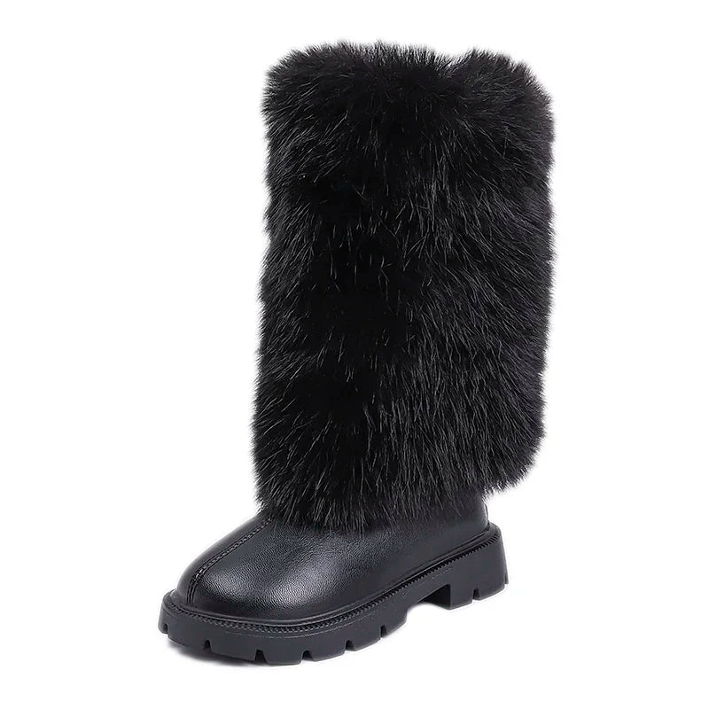 Girls High Warm Leather Boots