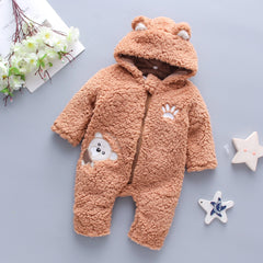Thick Fleece Hooded Baby Romper