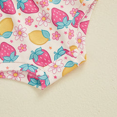 Baby Girls' Ribbed Strawberry Bodysuit with Bow Headband
