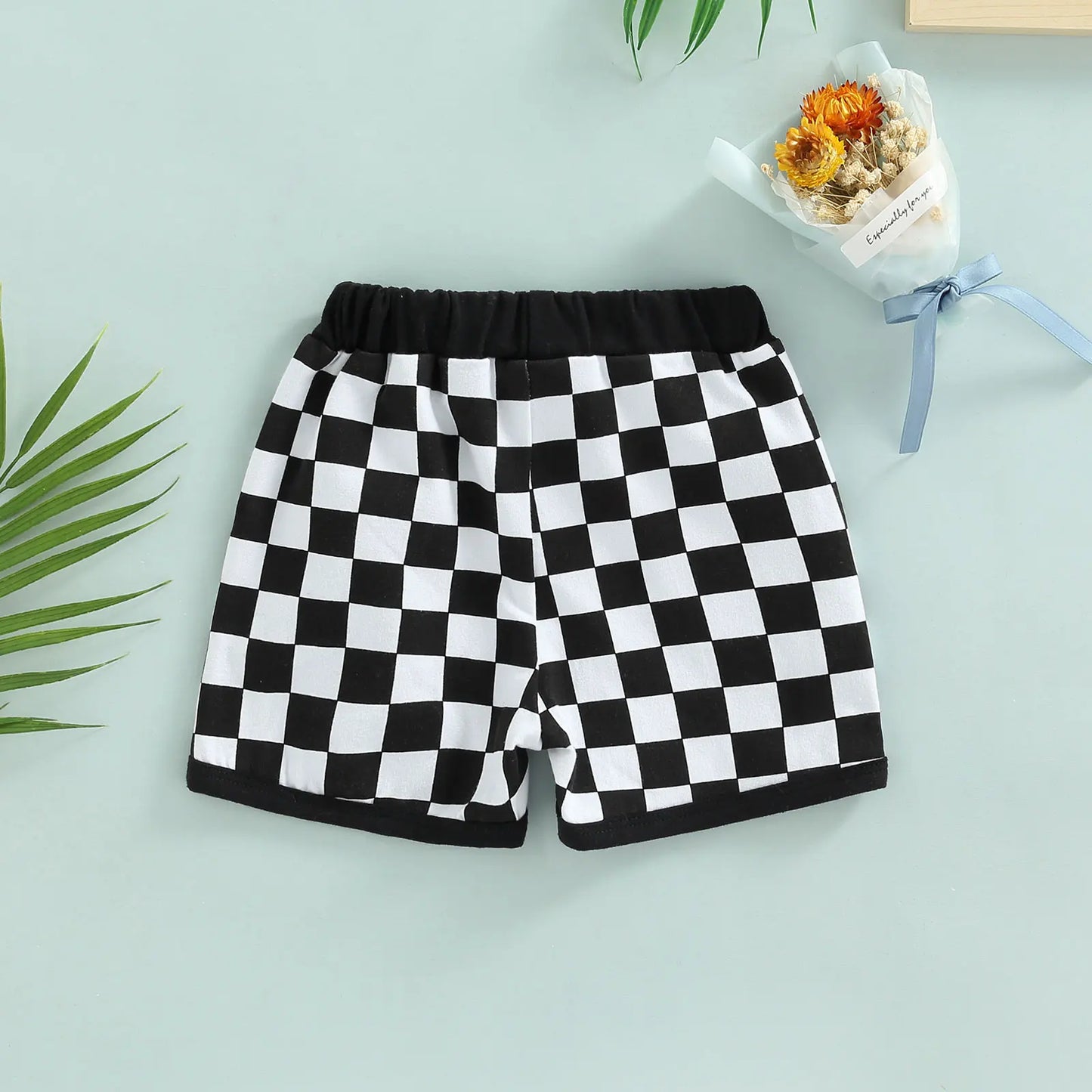 Checkerboard Print Short Pants
