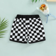 Kids Checkerboard Print Shorts