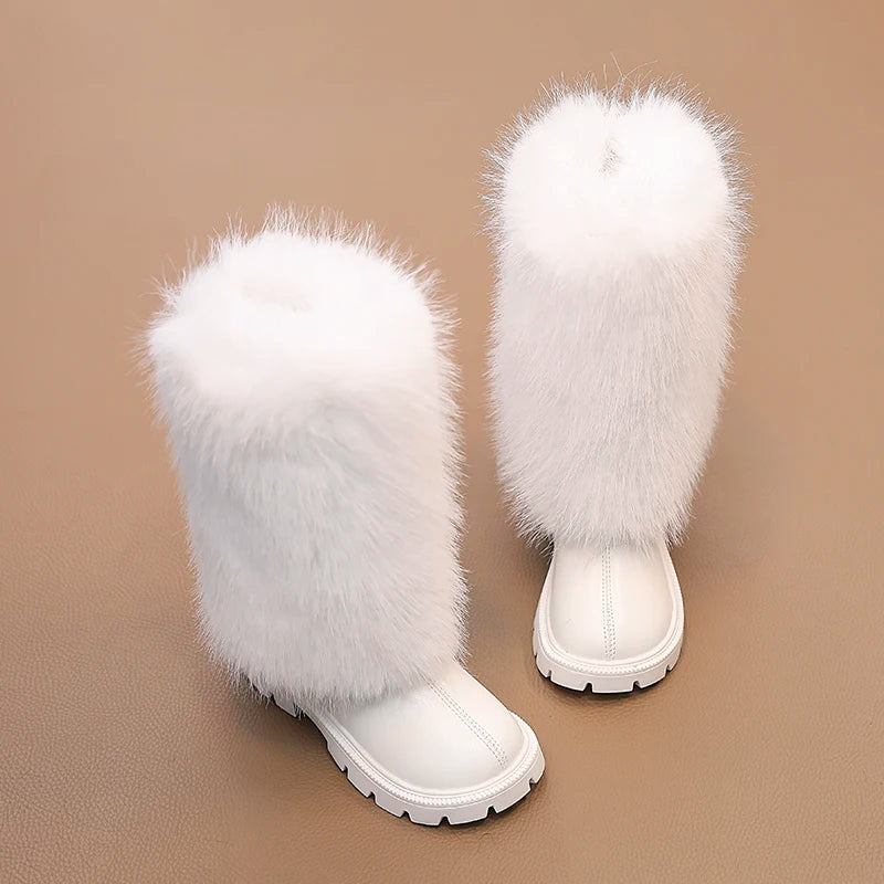 Girls High Warm Leather Boots