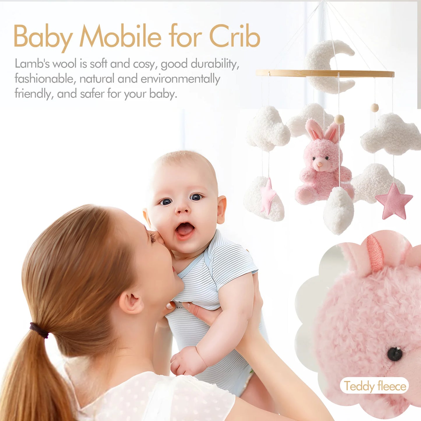 Baby Crib Mobile Wooden Rattle Toy