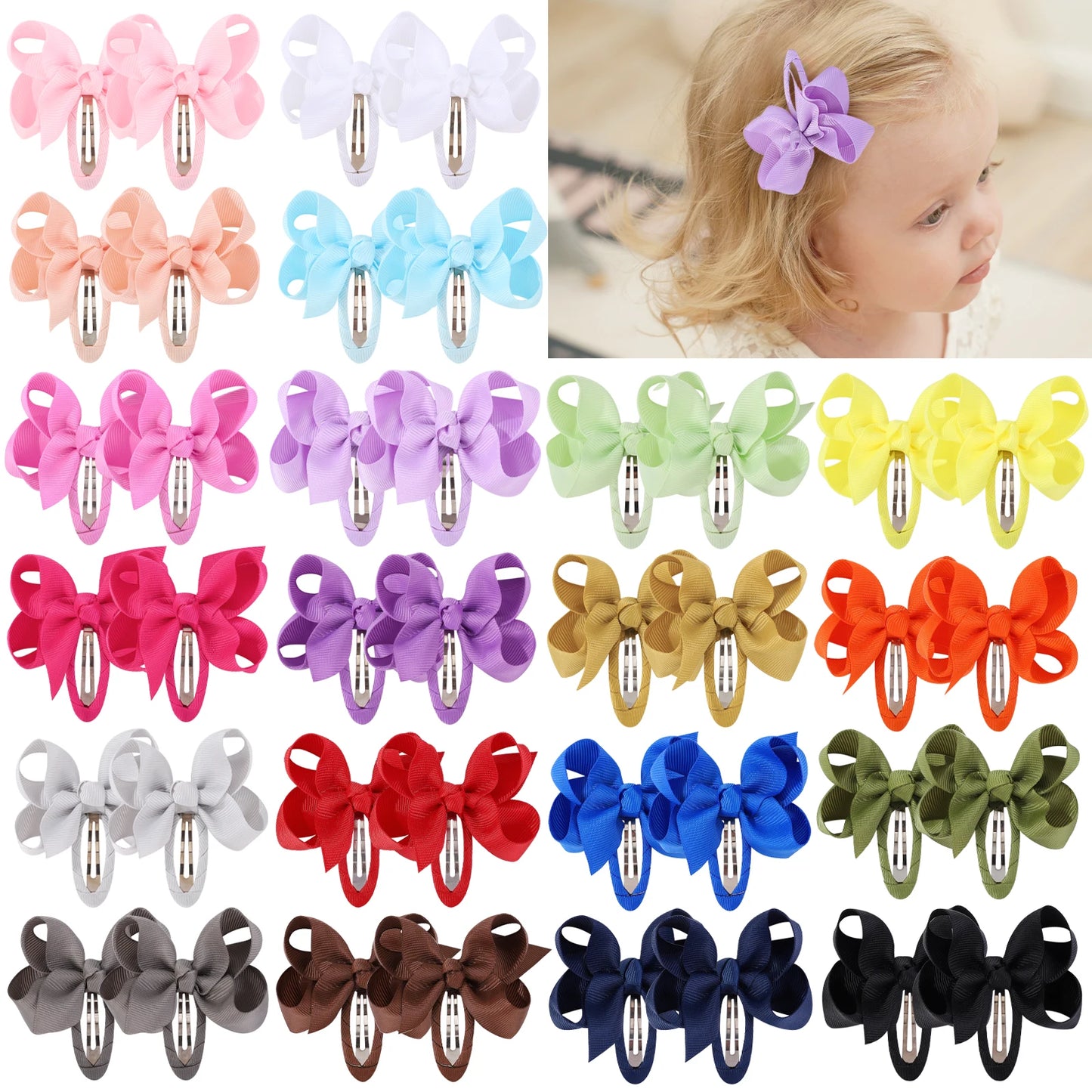 2Pcs Solid Bow Clips