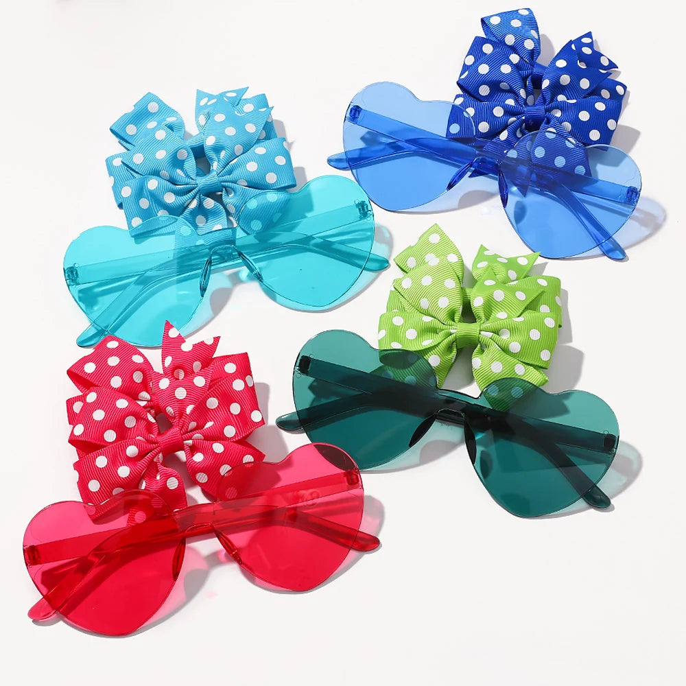 3Pcs/set Kids Hairpin Sun Glasses Set