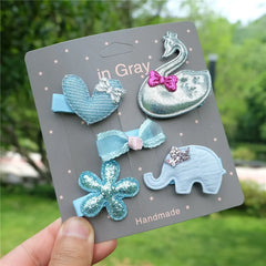 Kids' Cartoon Hair Clips, 5-Piece Princess Hairpin Set