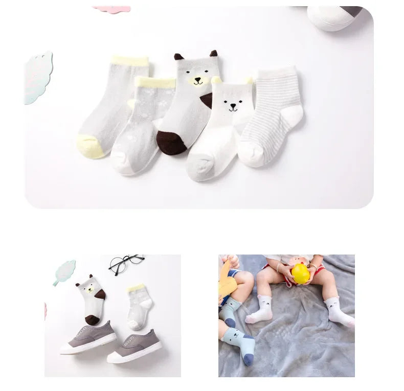 5 Pairs Cute Cat Baby Socks