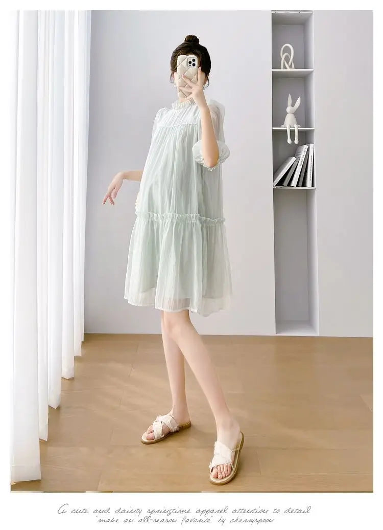 Doll Collar Chiffon Maternity Dresses