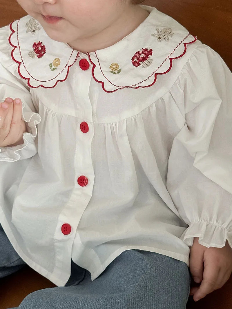Girls Embroidered Rabbit Blouse